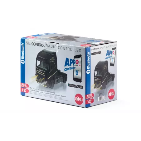 Camión Volvo FH16 Sikucontrol a escala 1:32 negro mate con control Bluetooth