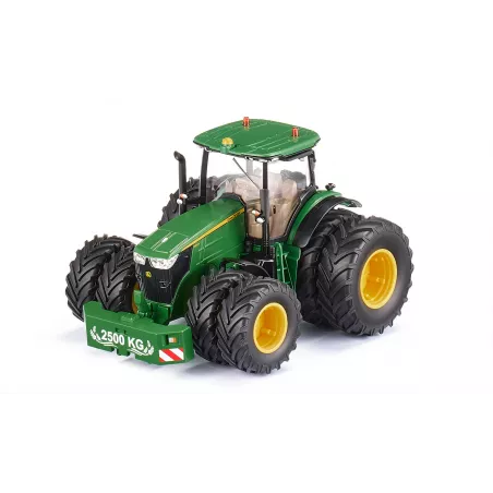 Tractor John Deere 7290R Bluetooth a escala 1:32 con luces LED y neumáticos gemelos magnéticos.
