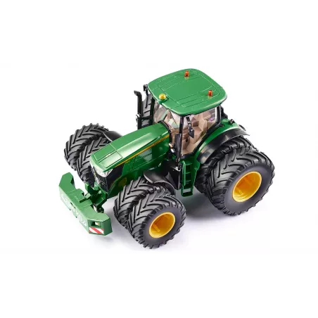 Tractor John Deere 7290R Bluetooth a escala 1:32 con luces LED y neumáticos gemelos magnéticos.