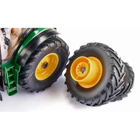 Tractor John Deere 7290R Bluetooth a escala 1:32 con luces LED y neumáticos gemelos magnéticos.