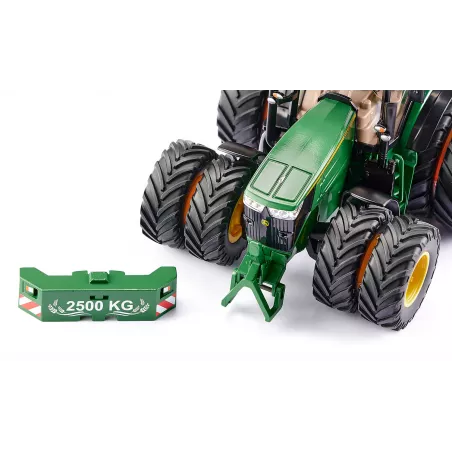 Tractor John Deere 7290R Bluetooth a escala 1:32 con luces LED y neumáticos gemelos magnéticos.