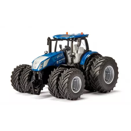 Tractor de juguete New Holland T7.315 con ruedas duales, control por bluetooth y luces LED.