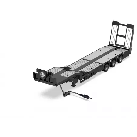 Góndola rebajada de 3 ejes Siku Control a escala 1:32 con rampa electrónica y luces LED para transporte de juguete.