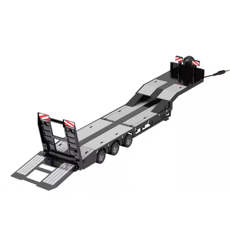 Góndola rebajada de 3 ejes Siku Control a escala 1:32 con rampa electrónica y luces LED para transporte de juguete.