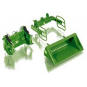 Un conjunto de herramientas cargadora John Deere verde - escala 1:32