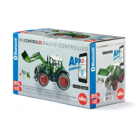 Tractor de juguete Fendt 933 Vario Bluetooth a escala 1:32 con pala y cargador frontal.