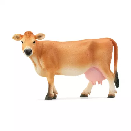 Figura detallada de vaca Jersey de juguete Schleich con pelaje cobrizo