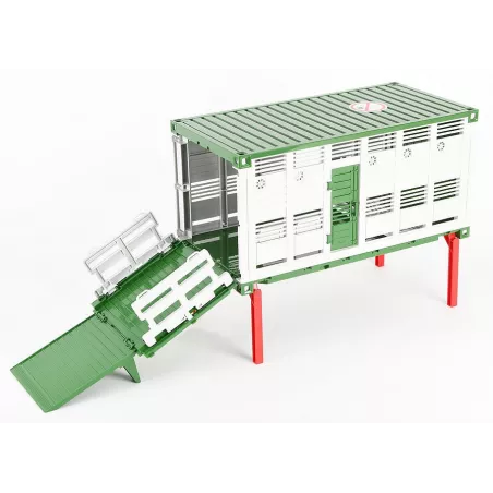 Carrocería intercambiable Bruder escala 1:16 para camión de juguete de construcción.