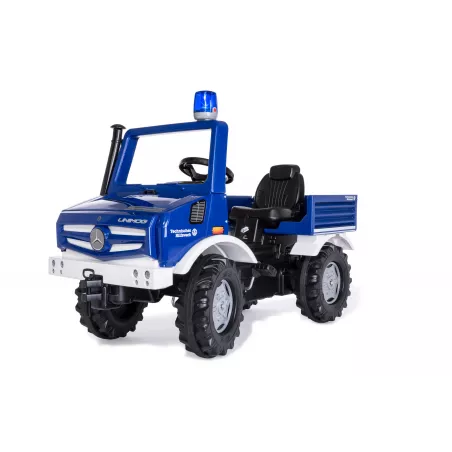 Camión de pedales rollyUnimog THW azul para niños de 3 a 8 años