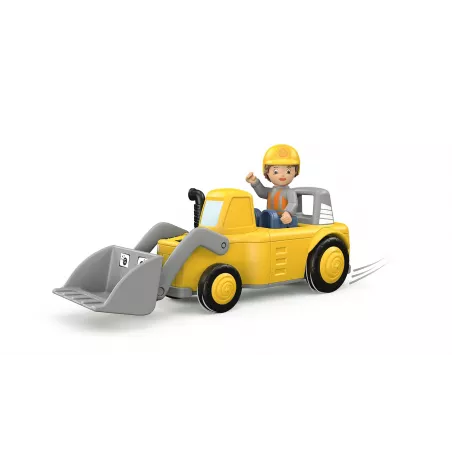 Juguete de construcción Lucas Loady: cargador de ruedas amarillo con pala móvil para niños.