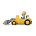 Juguete de construcción Lucas Loady: cargador de ruedas amarillo con pala móvil para niños.
