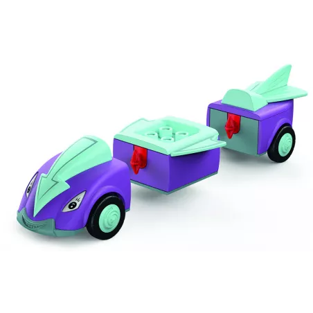 Juguete Toddys Jim Jumpy con vehículo de fricción y muñeco articulado modular para niños desde 18 meses.