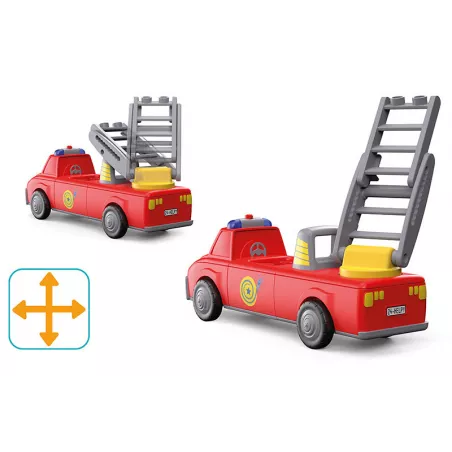 Camión de bomberos de juguete modular Harry Ayuda con luces y sonido para estimulación motriz.