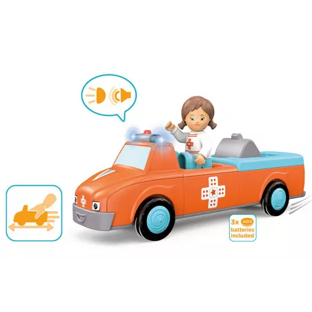 Ambulancia de juguete Amby y figura Anna de Toddys por Siku con sistema Click and Play.