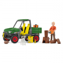 Set de juguete Schleich con todoterreno 4x4, figura de granjero y animales del bosque.