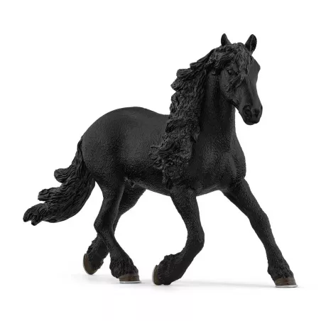 Semental frisón de Schleich, figura de juguete de caballo negro realista para coleccionar y jugar.