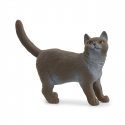 Figura de juguete de gato británico de pelo corto Schleich con pelaje gris azulado.