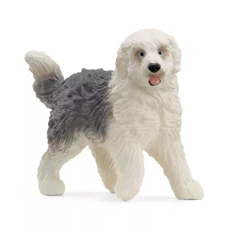 Figura de juguete Bobtail de Schleich, perro pastor inglés detallado pintado a mano.
