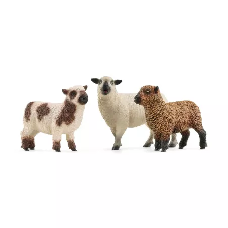 Set de tres figuras de ovejas de juguete Schleich para granja infantil