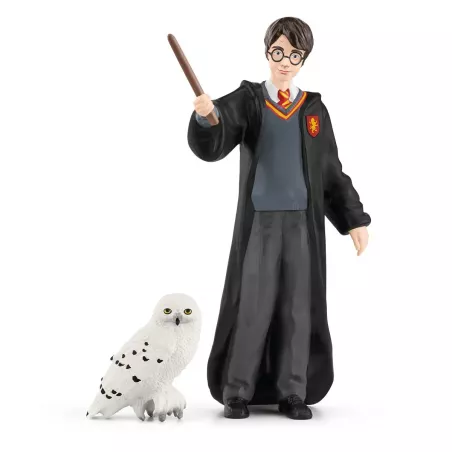 Figura de colección Schleich de Harry Potter con su lechuza Hedwig pintada a mano.
