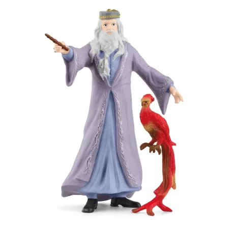 Figura coleccionable Schleich de Albus Dumbledore con su fénix Fawkes de Harry Potter.