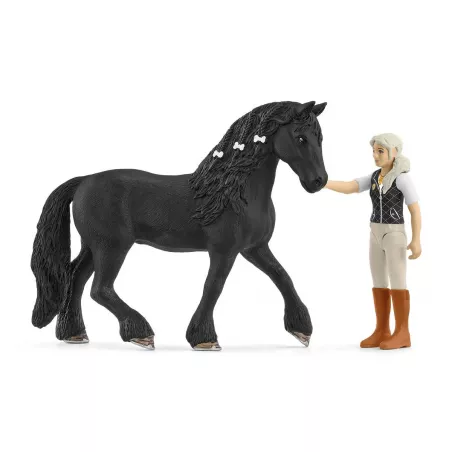 Set Schleich Horse Club de Tori y yegua frisona Princess con accesorios de cuidado equino.