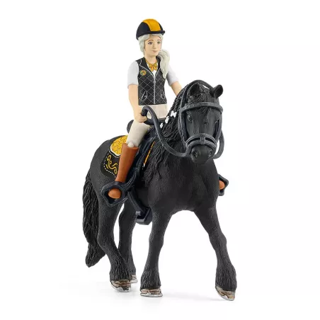 Set Schleich Horse Club de Tori y yegua frisona Princess con accesorios de cuidado equino.