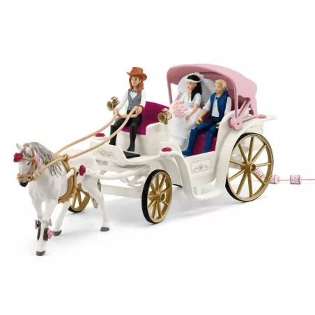 Carruaje nupcial de juguete Schleich con figuras de Emily, Toby y caballo lipizano