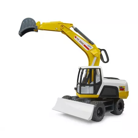 Excavadora móvil ROADMAX de Bruder, juguete infantil con brazo articulado funcional y cabina giratoria.