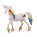 Yegua de unicornio arcoíris de juguete Schleich con crines de colores brillantes.
