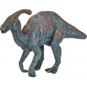 Dinosaurio Parasaurolophus de juguete marca Mojo con detalles realistas y pintura a mano para juego educativo.