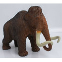 Figura detallada de mamut lanudo de juguete con colmillos y pelaje realista para coleccionistas y niños.