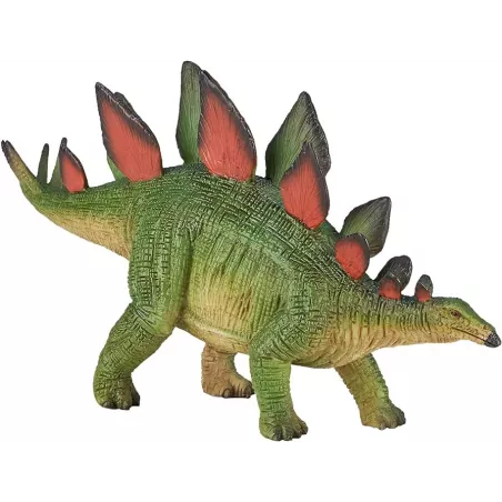Figura de dinosaurio Stegosaurus verde de la marca Mojo con detalles realistas.