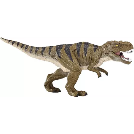 Tiranosaurio Rex de juguete marca Mojo con mandíbula móvil y detalles realistas prehistóricos.