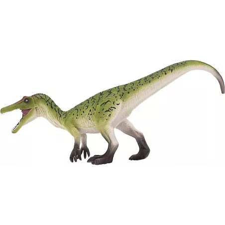 Figura de dinosaurio Baryonyx de Mojo con mandíbula móvil articulada y detalles anatómicos realistas.