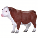 Toro Hereford de juguete Mojo, figura realista pintada a mano para coleccionistas y dioramas de granja.