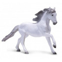 Figura artesanal de caballo Lusitano Gris con detalles realistas para decoración y coleccionistas.