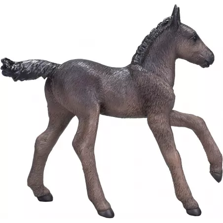 Figura de juguete realista de potro árabe negro para coleccionistas.