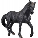 Figura detallada de semental andaluz negro, juguete de caballo realista para coleccionistas.