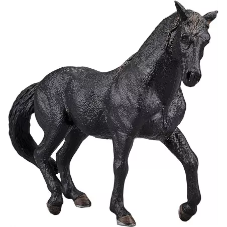 Figura detallada de semental andaluz negro, juguete de caballo realista para coleccionistas.