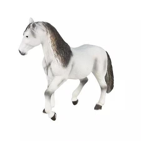 Figura de semental andaluz blanco de juguete marca Mojo con detalles realistas