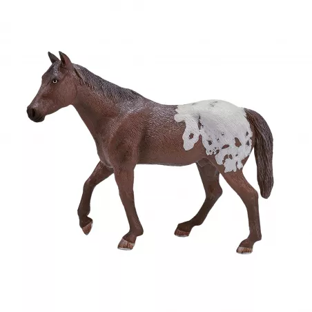 Figura de semental Appaloosa castaño realista y detallada para coleccionistas.
