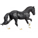 Figura realista de caballo Hannoveriano negro de 16x11 cm para decoración y coleccionistas ecuestres.