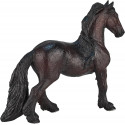 Figura decorativa de yegua frisona de 14.5 cm, miniatura realista de caballo frisón para coleccionistas.