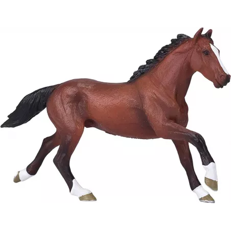 Figura coleccionable de caballo pura sangre Thoroughbred de Mojo, esculpido artesanal y detallado.