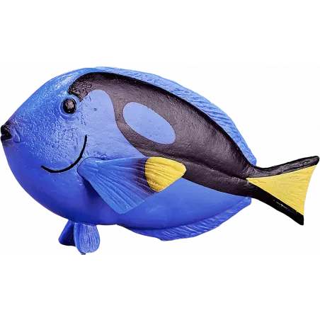 Figura decorativa de pez espiga azul artesanal con colores intensos para estantería o escritorio.
