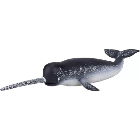 Figura de juguete de narval marca Mojo con detalles realistas del unicornio del mar.