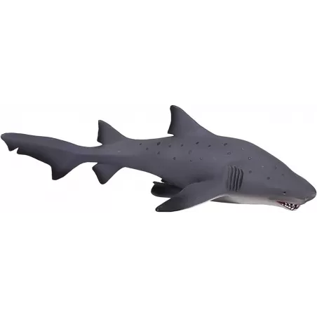 Figura coleccionable y realista de tiburón toro para decoración y juego educativo.