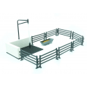 Set de baño de caballos de juguete Mojo con vallas, estación de lavado y comedero para figuras equinas.