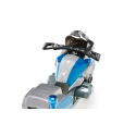 Moto de policía de juguete BMW R1250 GS en miniatura de metal con manillar móvil y luz.